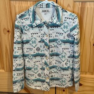 RANK 45 Women's Aztec Shacket - Turquoise and White